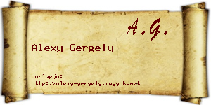 Alexy Gergely névjegykártya